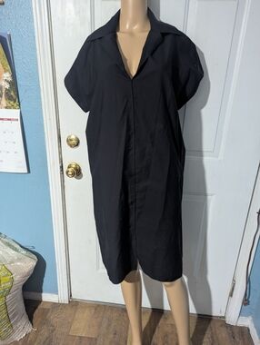 shamask Black Short-Sleeve Shirt Dress